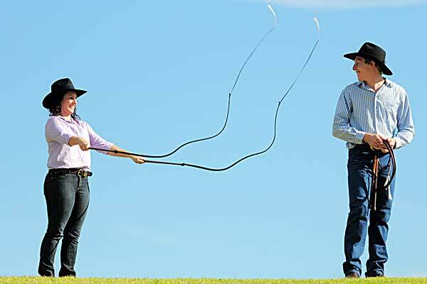 CRACKING GOOD TIME: Tamworth whip-crackers Emily Etheridge and Daniel Wicks are heading to the Sydney Royal Easter Show to compete on Friday. Photo: Robert Chappel 030412RCD010