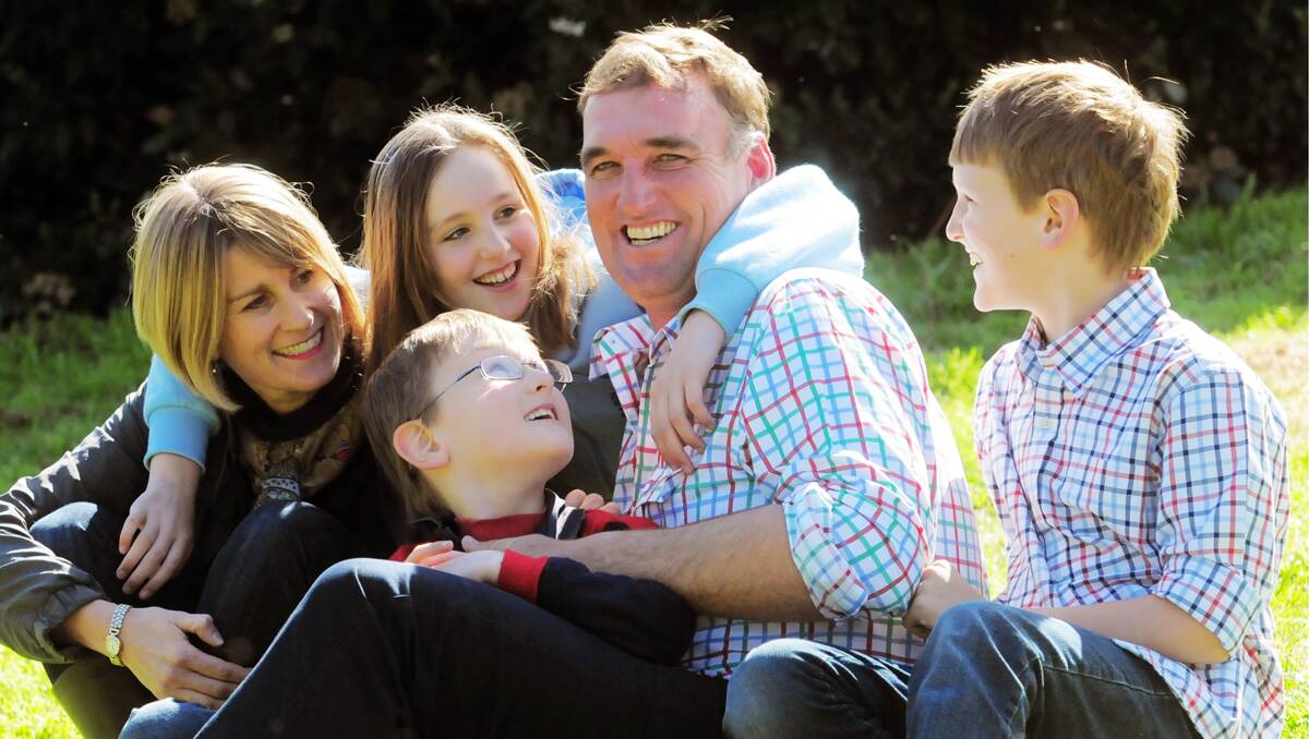 INSPIRING: Inverell farmer Dugald Storie is back to enjoying life with wife Anna and kids Emma, George and Angus after a ‘remarkable’ recovery from a serious brain injury. Photo: Robert Chappel 150812RCA007